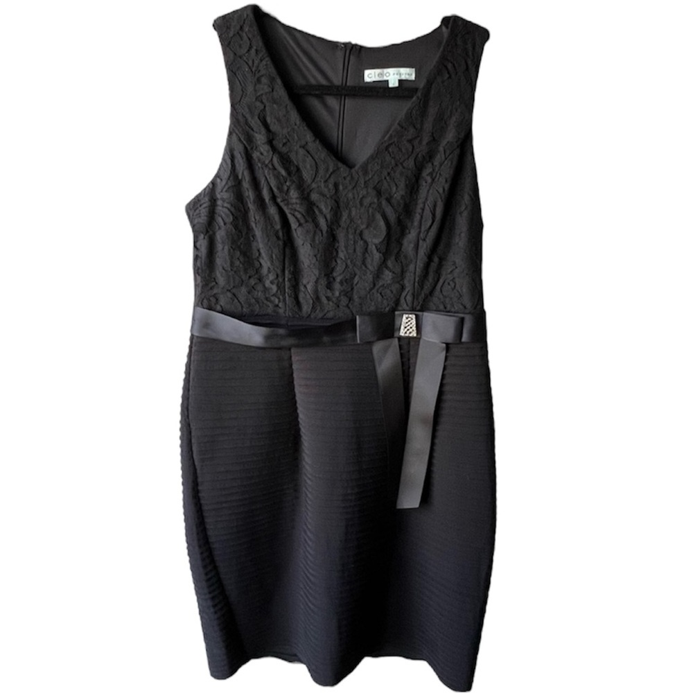 Cleo petite Size Sleeveless Lace V-Neck Cocktail Evening-wear Dress black 12